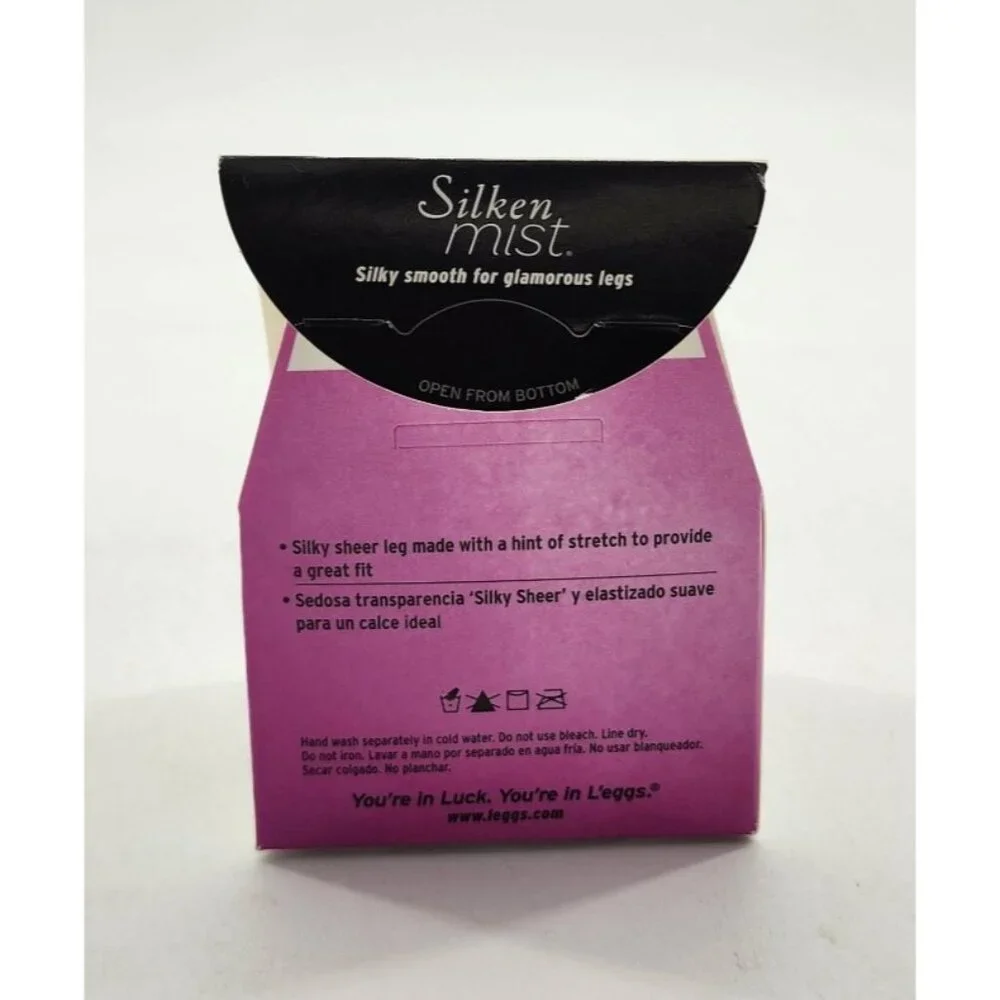 L'eggs Silken Mist Silky Sheer Leg Control Top Pantyhose 20207 Black Mist Sz B‎